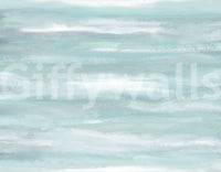 Close view of the brushstroke texture in the Aqua Horizon wall mural