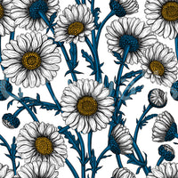 Dark blue leaves create contrast on this textured wallpaper