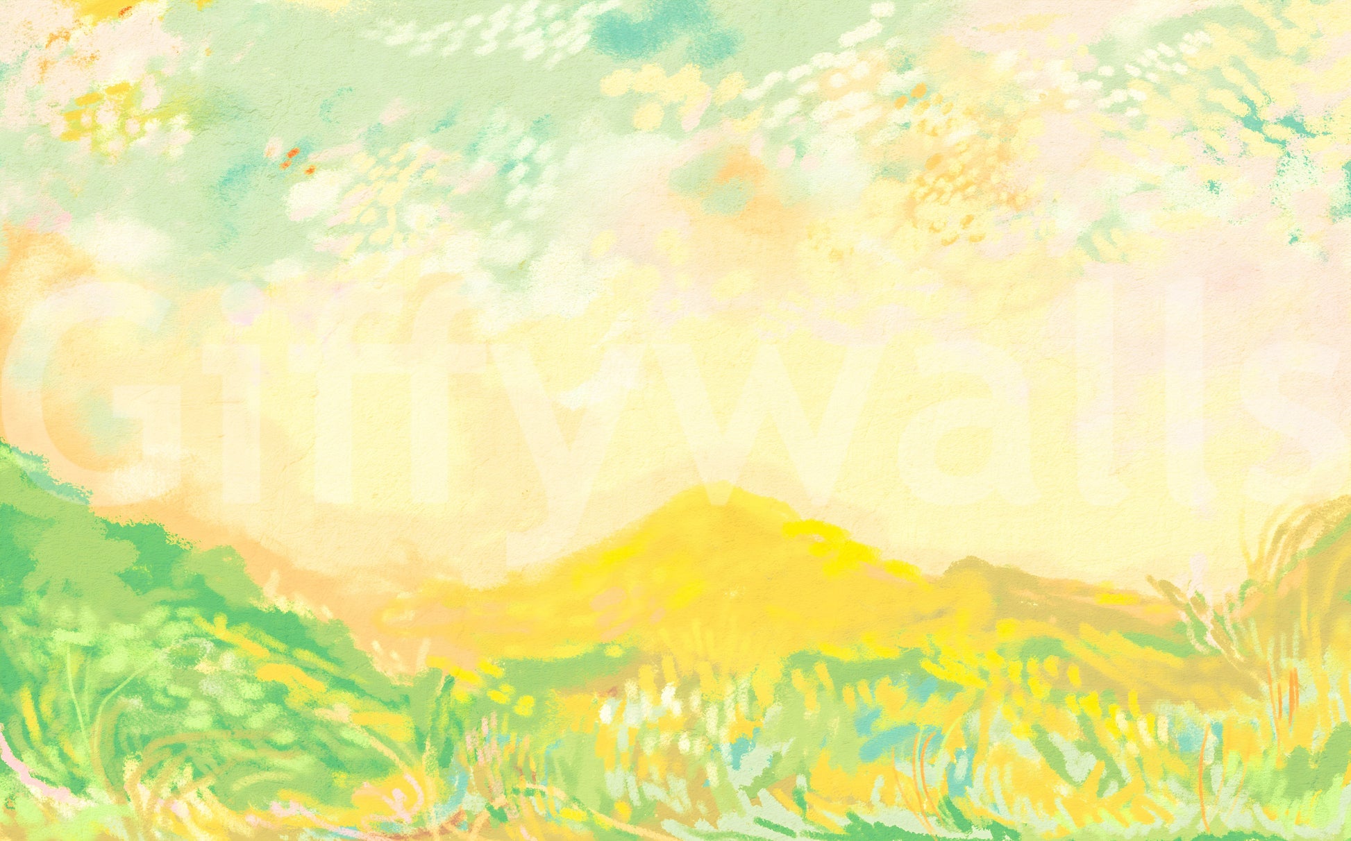 Gentle green shading across the meadow whispers wall mural