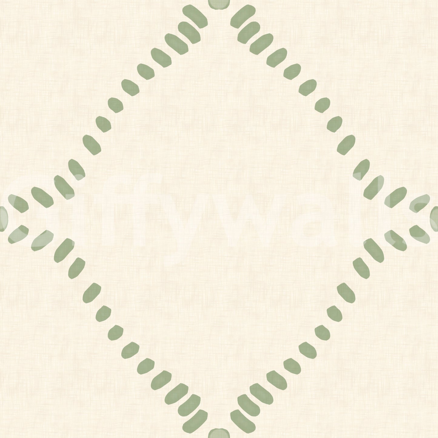 Muted sage pebble strokes shape the lattice on this beachy boho wallpaper