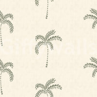 Smooth pale tones merge within the modern Tropical wallpaper base.
