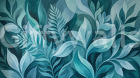 Light and shadow leaves balance the calm Aqua Serenity Leaves wall mural