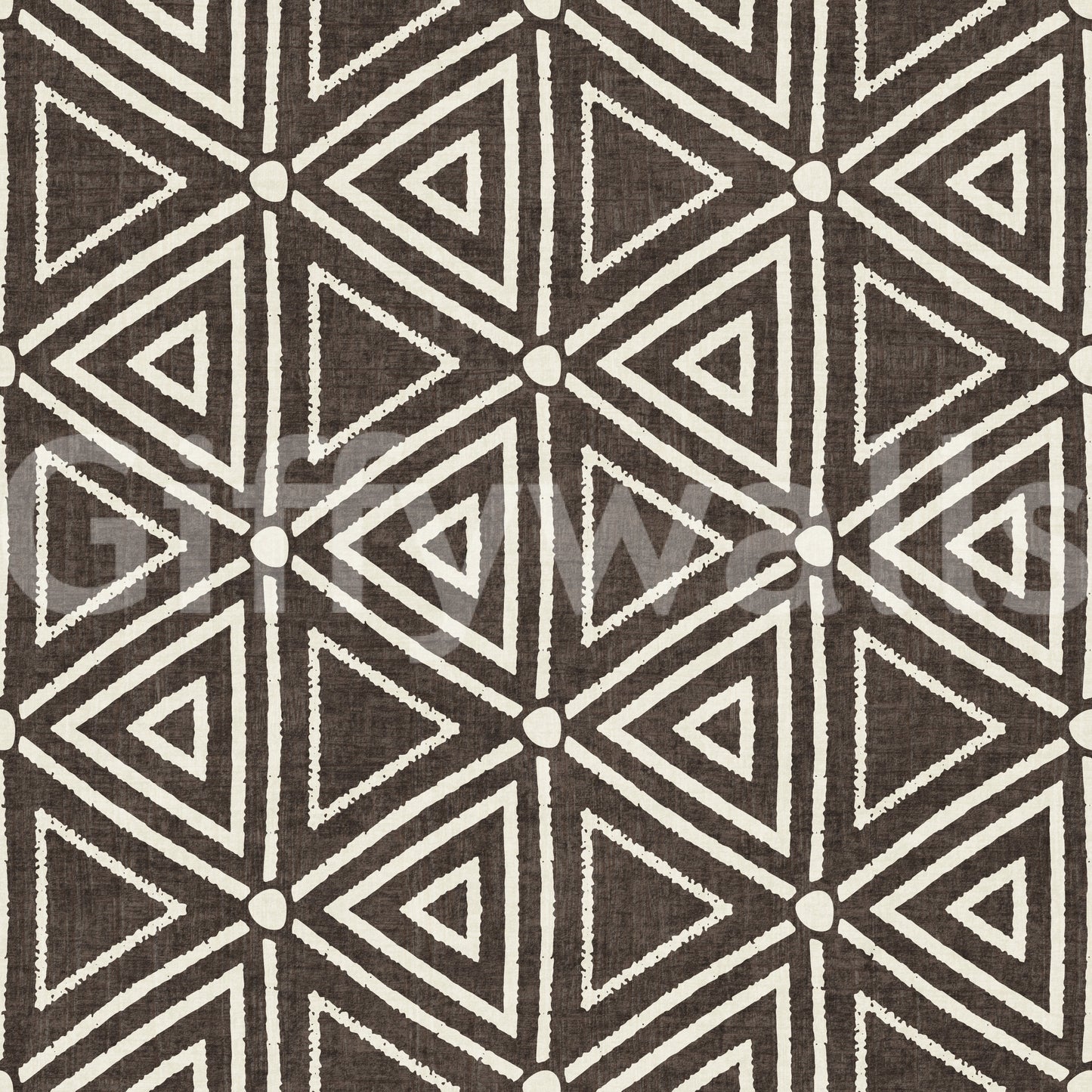 Papier peint géométrique triangles bouclier de boue texturé bohème brun ombre foncé