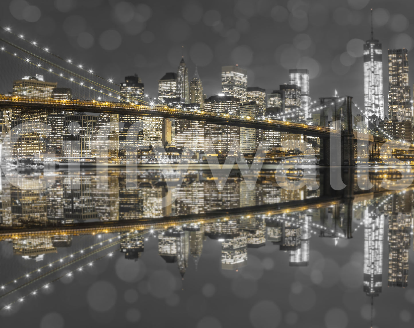 City of Gold & Gray: NYC Natursceneri Vægmaleri