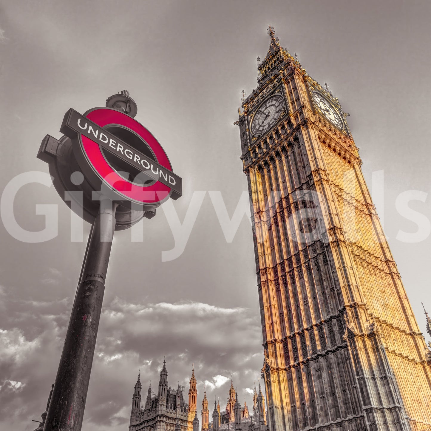 Londonikoner: Golden Hour-kontrast väggmålning