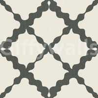 Diamond-edged motifs repeat at even intervals on the Lattice Trellis Modern wallpaper