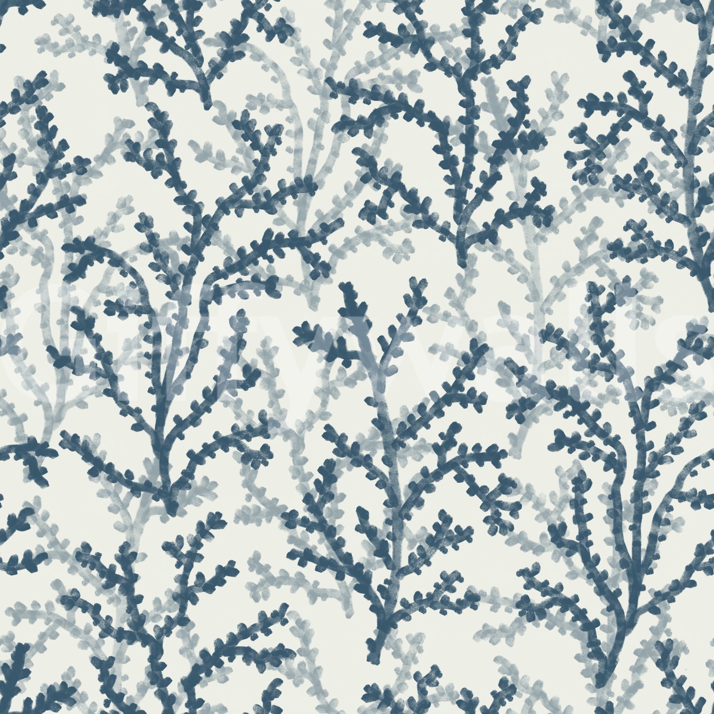 Sea-coral stems lean upward through the Painted Coraline Teal wallpaper field