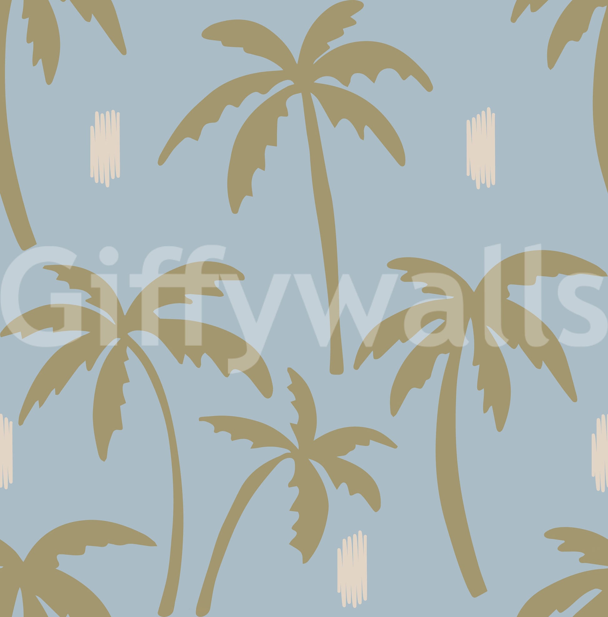 Palm Pattern Wallpaper showing boho coastal style and soft colour