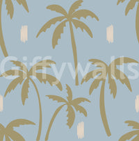 Palm Pattern Wallpaper showing boho coastal style and soft colour