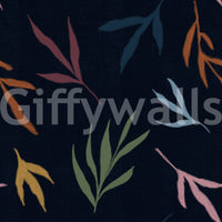Dark botanical wallpaper showing simple leaf forms and layered colour depth