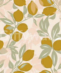 Cream Lemon Wallpaper designed with Amalfi fruit and gentle greenery