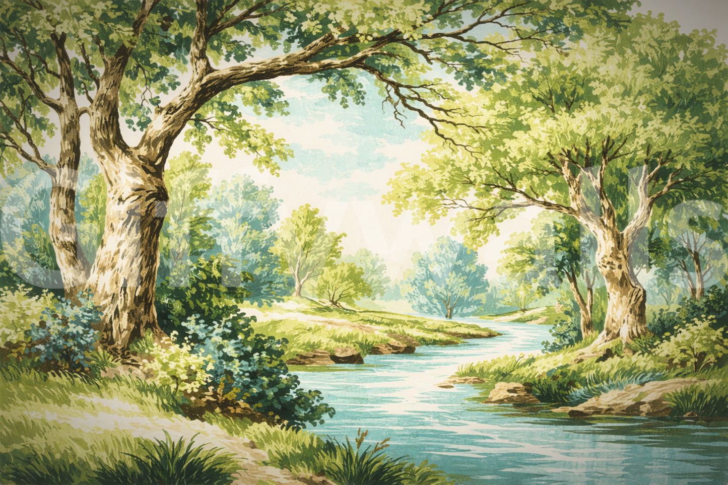 Carta da parati murale Ruscello Incantato nel Bosco