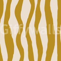 Wavy boho wallpaper carrying ocher bands and relaxed surface movement