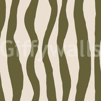 Minimalist wallpaper using soft green stripes and calm neutral contrast