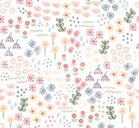 Hand-sketched stems and buds Garden wallpaper open, airy, and lightly playful