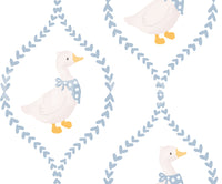 Ivory ground between lattice rows on the Dainty Hearts duck wallpaper