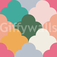 Seven color shades layer into a clean tile rhythm on Cloudscape Wallpaper.