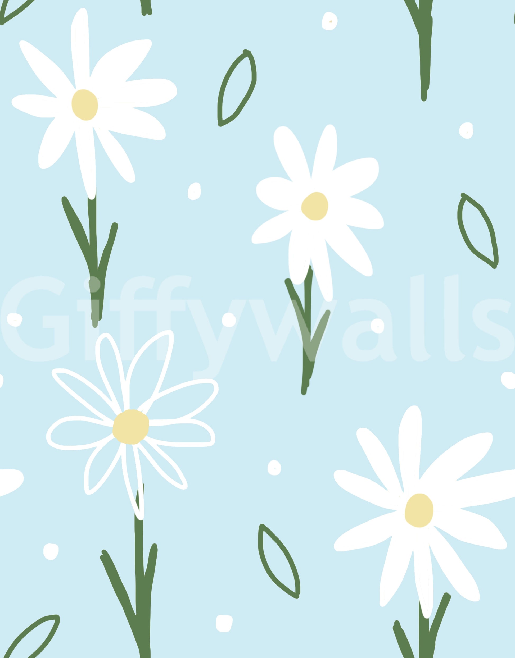 Daisy Delight Wallpaper shows casual petal outlines with a relaxed, easygoing feel.