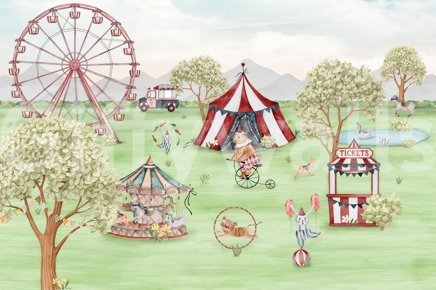 Fresque murale Carnaval Prairie Fantaisiste