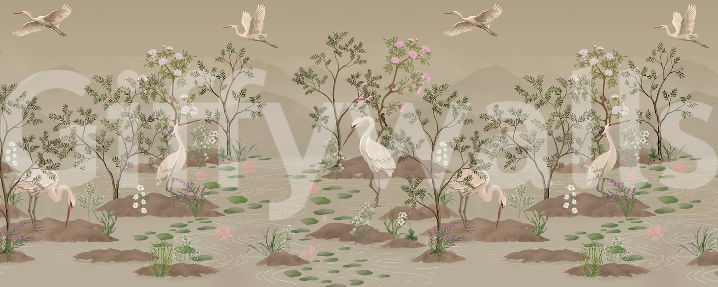 Ethereal Water Bloom Wall Mural