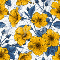 Floral repeats hold a steady rhythm across the wallpaper