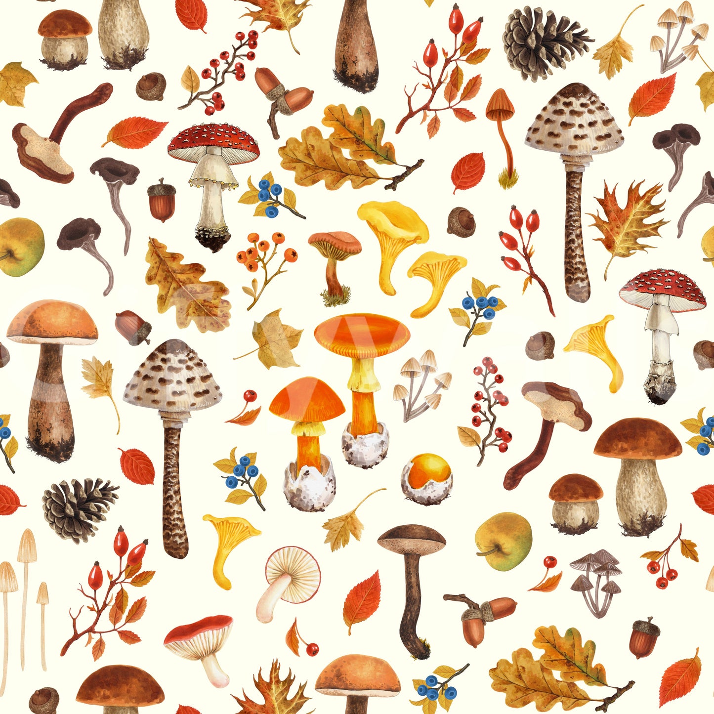 Wild Mushroom Wallpaper suits , farmhouse, and country-rustic schemes.