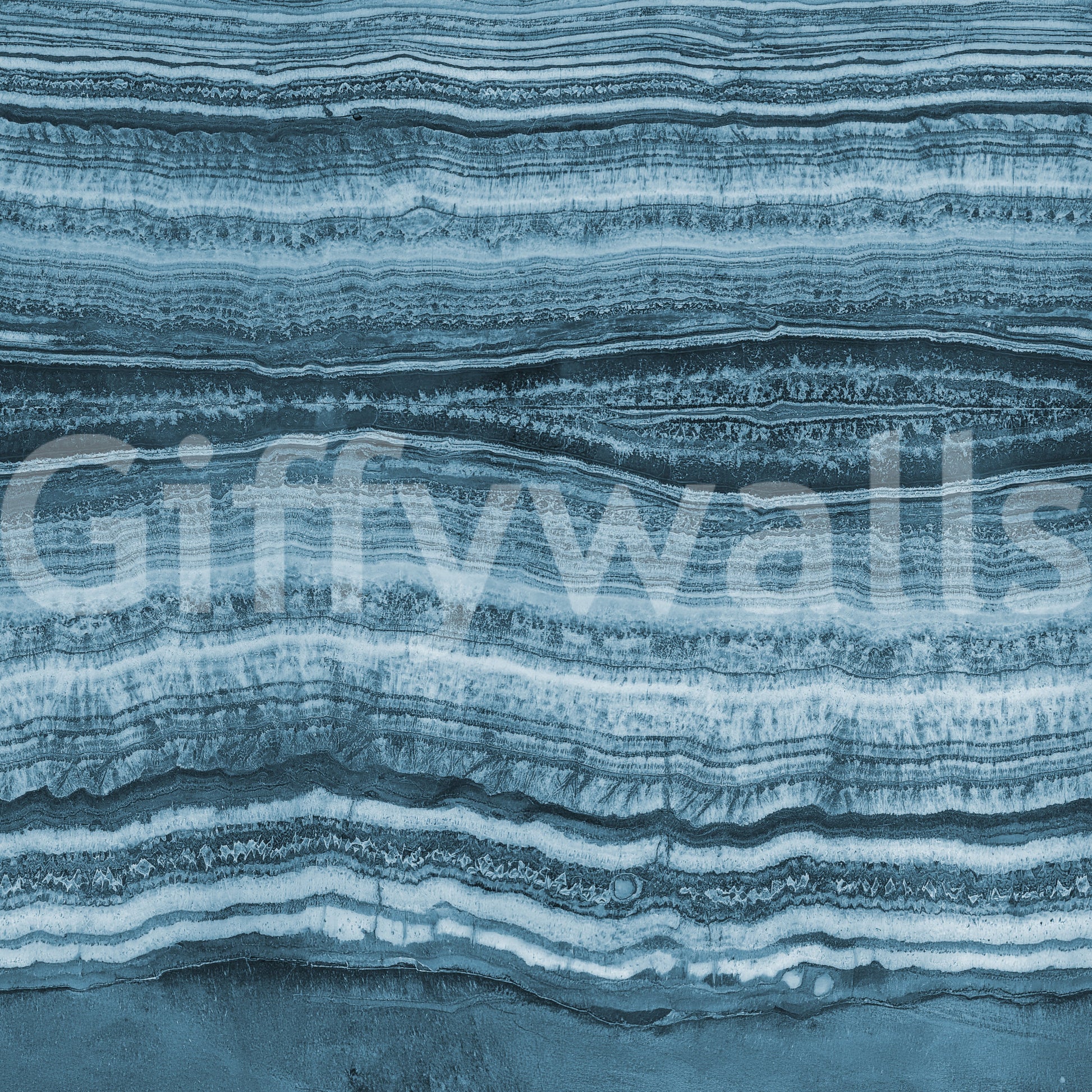 Polished onyx-look stack one above the other in the Deep Azure Strata wall mural
