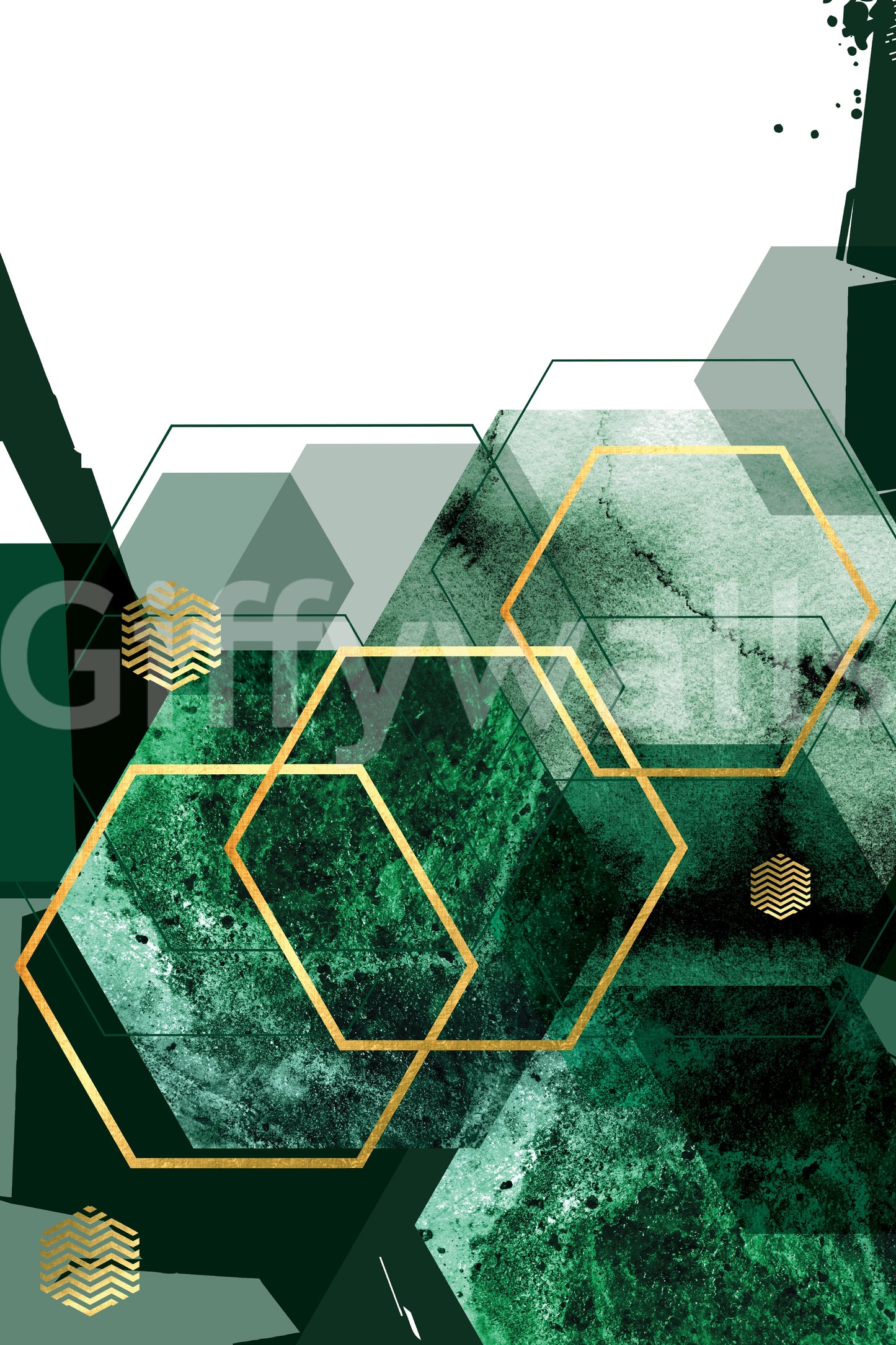 Verdant Hexagon Glamour 2 Wall Mural