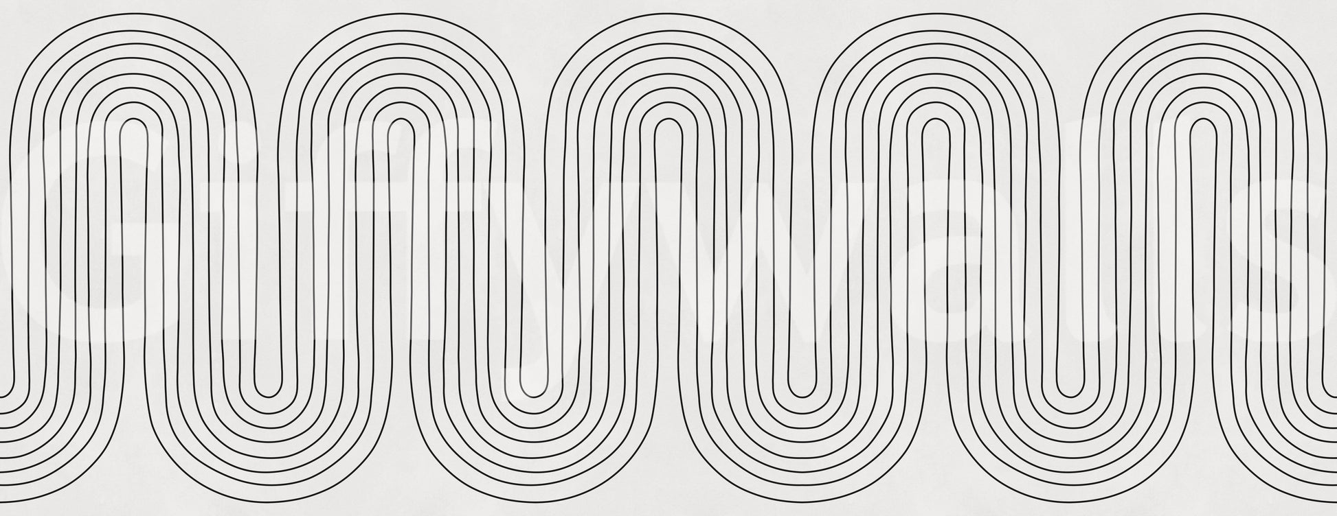 Repeating concentric arches define the looping line wall mural