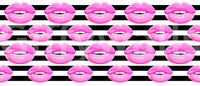 Two scales of kisses build rhythm across the Kiss Stripes wall mural layout.