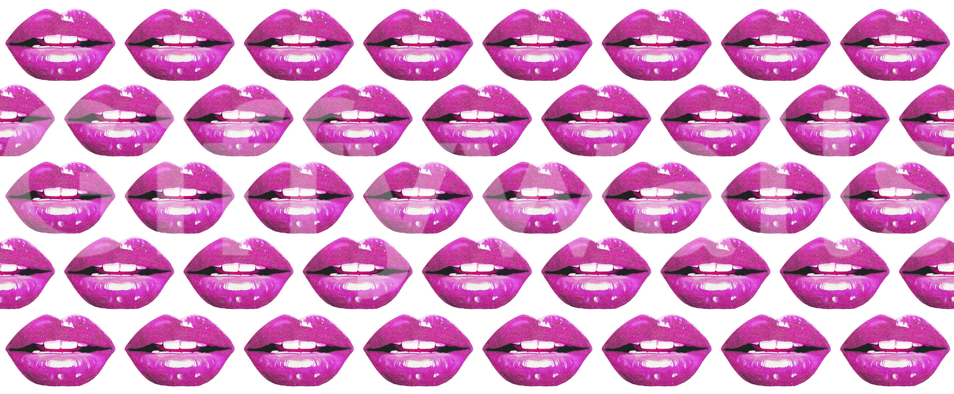 Glossy highlights catch each lip on the Pink Pout Pop wall mural surface