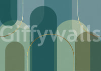 Dark green arch wall mural featuring Bronze Curves and soft texture