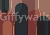 Gold line wall mural with layered arches and sunset-inspired colouring