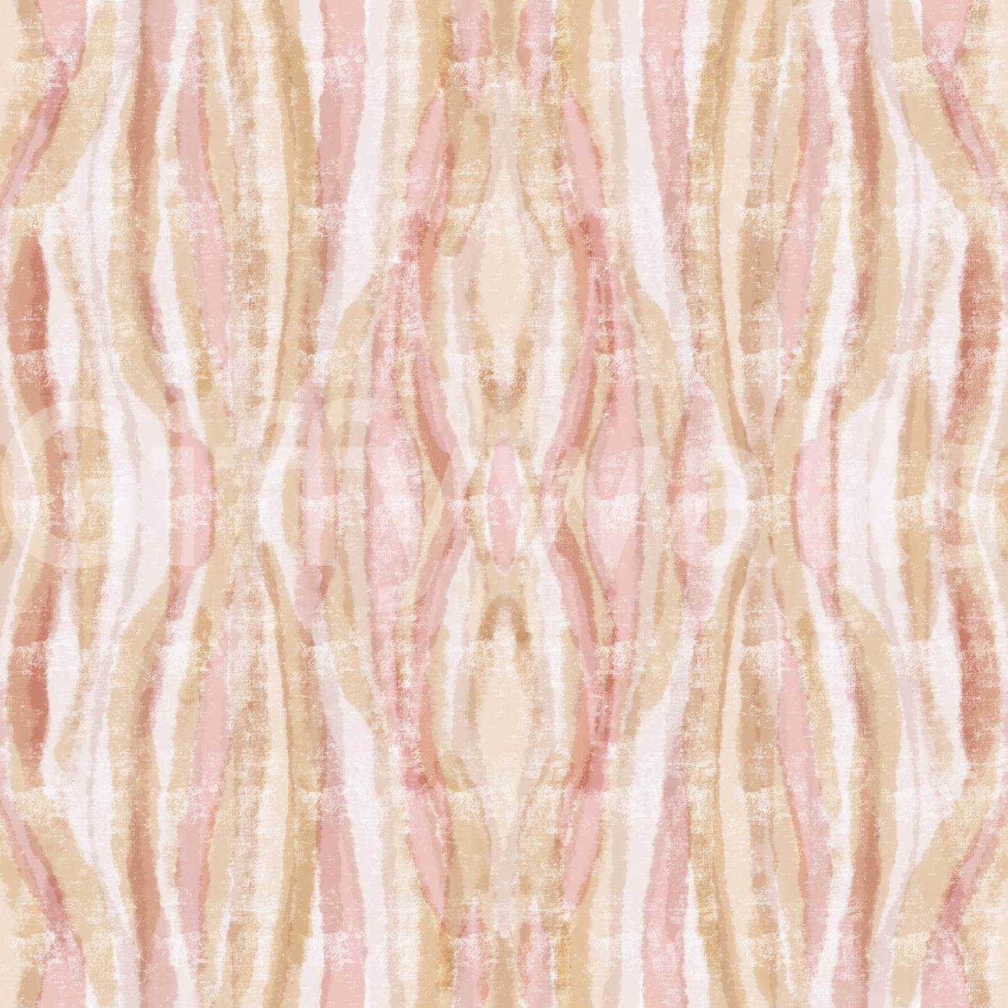 Ikat-inspired wallpaper with whisper-soft waves in beige, blush, and cream