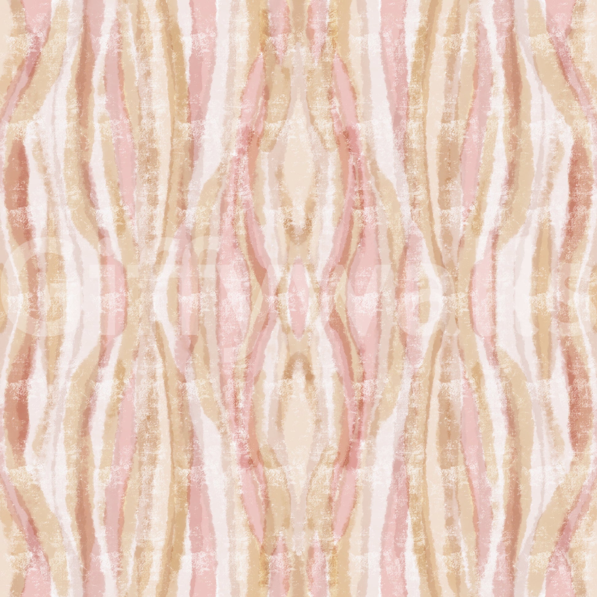 Ikat-inspired wallpaper with whisper-soft waves in beige, blush, and cream