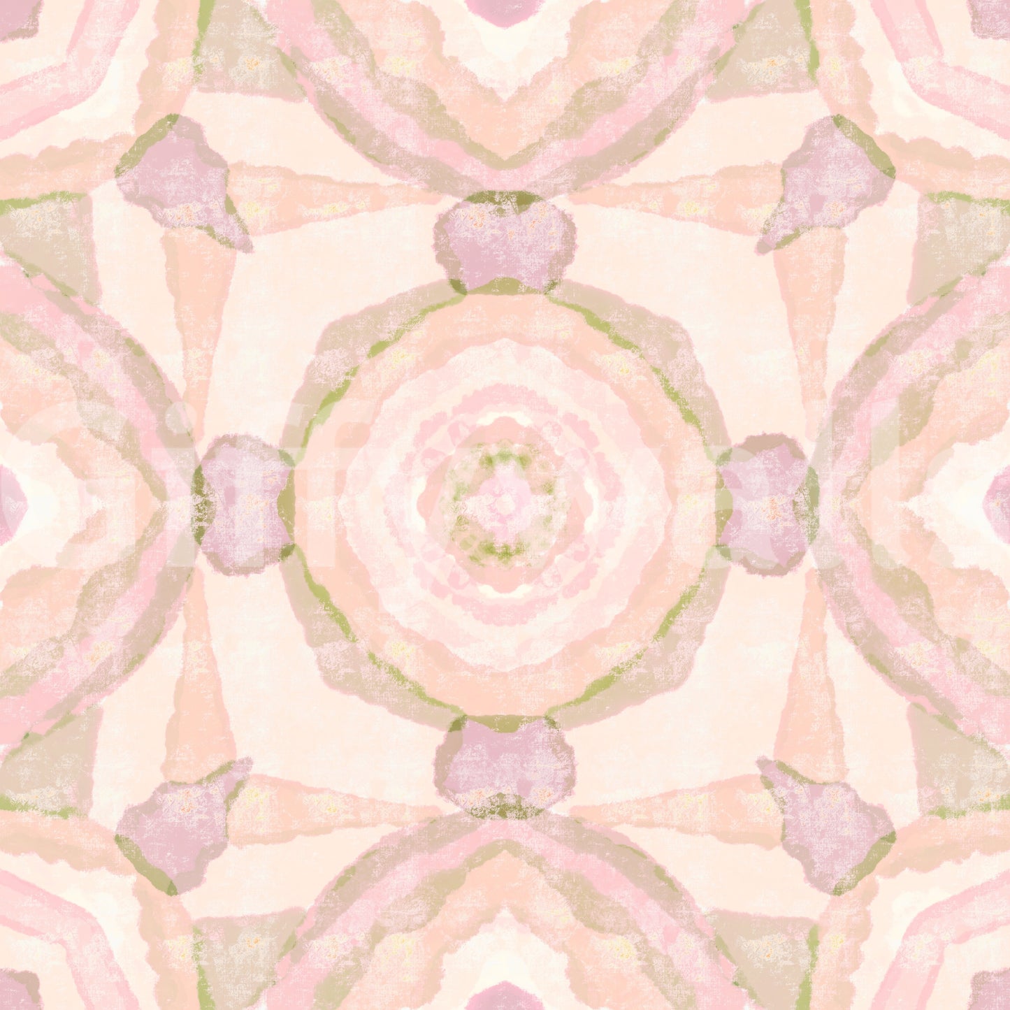 Harmony Wallpaper with watercolor texture and a balanced geometric repeat