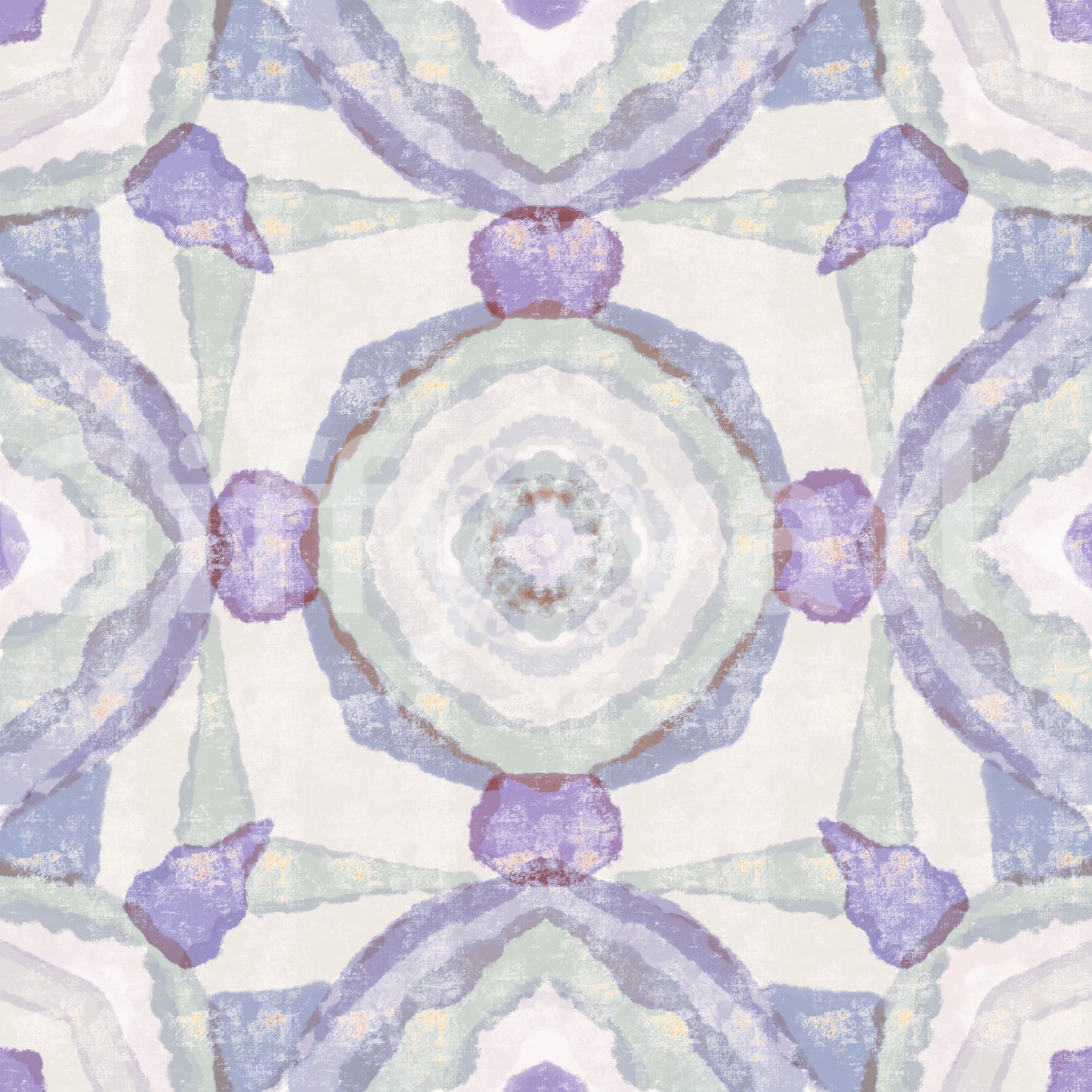 Harmony Kaleidoscope Wallpaper with gentle mirrored artwork and airy spacing