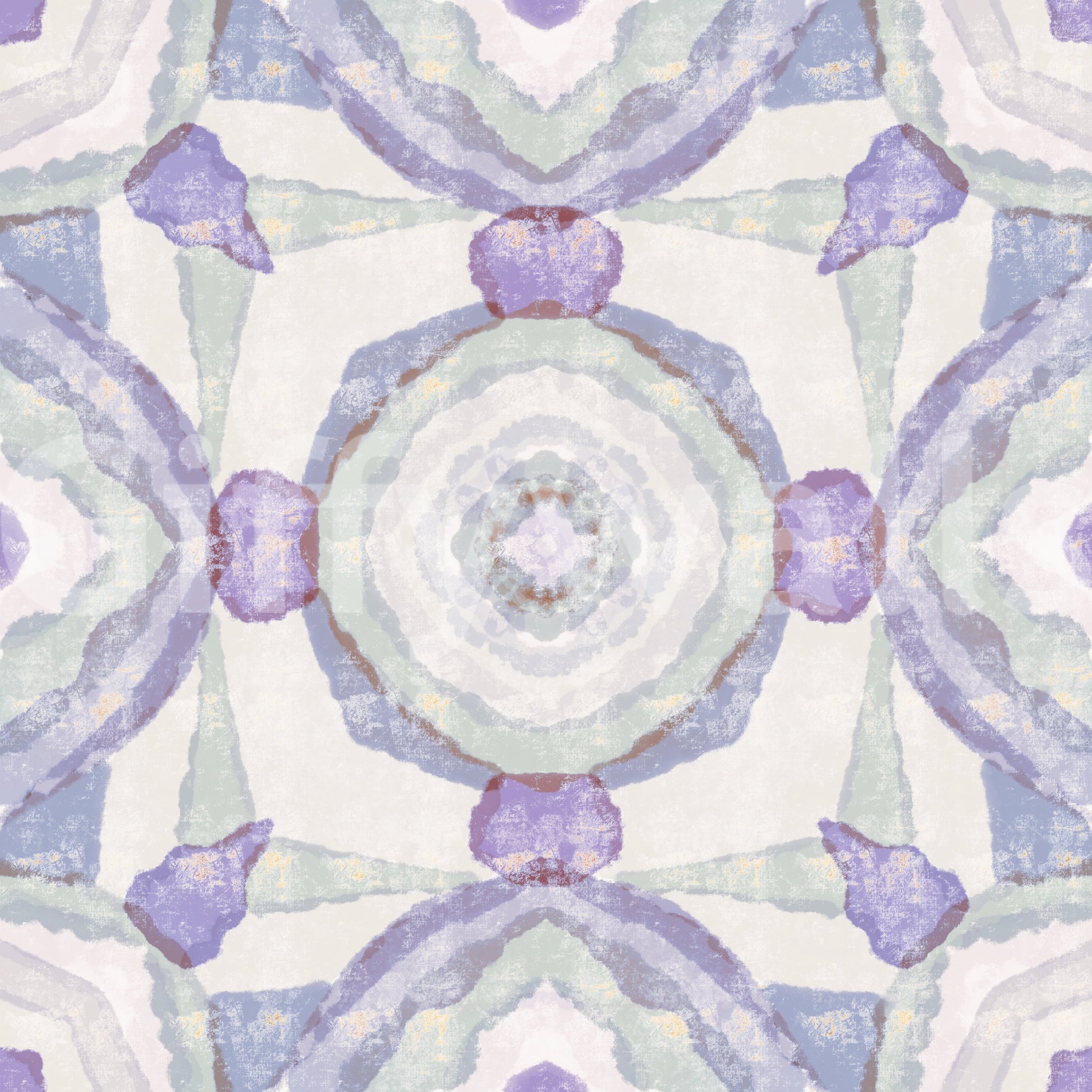 Harmony Kaleidoscope Wallpaper with gentle mirrored artwork and airy spacing
