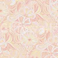 Pastel floral wallpaper featuring Peachy Whimsy blooms and flowing leaf forms