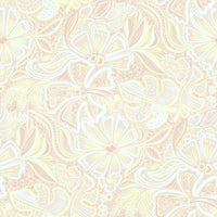 Pastel botanical wallpaper with bloom swirls and a gentle all-over floral repeat