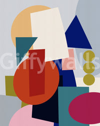 Playful Geometry Wall Mural using layered shapes and balanced abstract rhythm