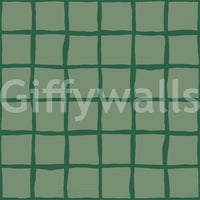 Olive checks read with a relaxed retro pulse on the Wavy Grid wallpaper repeat