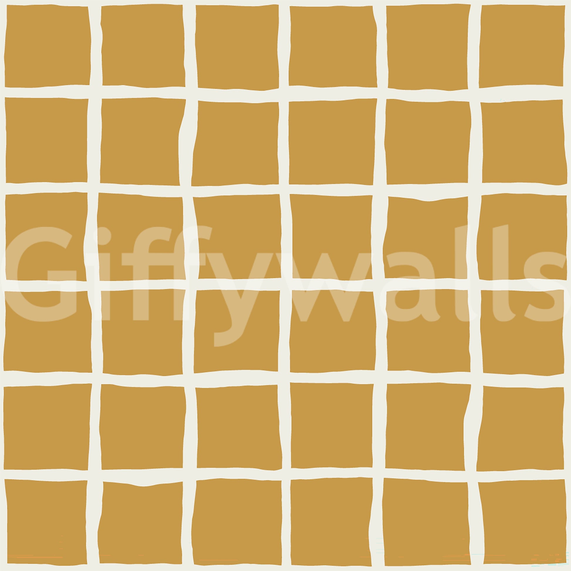 Slightly bent tiles meet a calm cream ground in the Mid Century Wavy Grid wallpaper