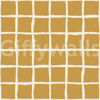 Slightly bent tiles meet a calm cream ground in the Mid Century Wavy Grid wallpaper