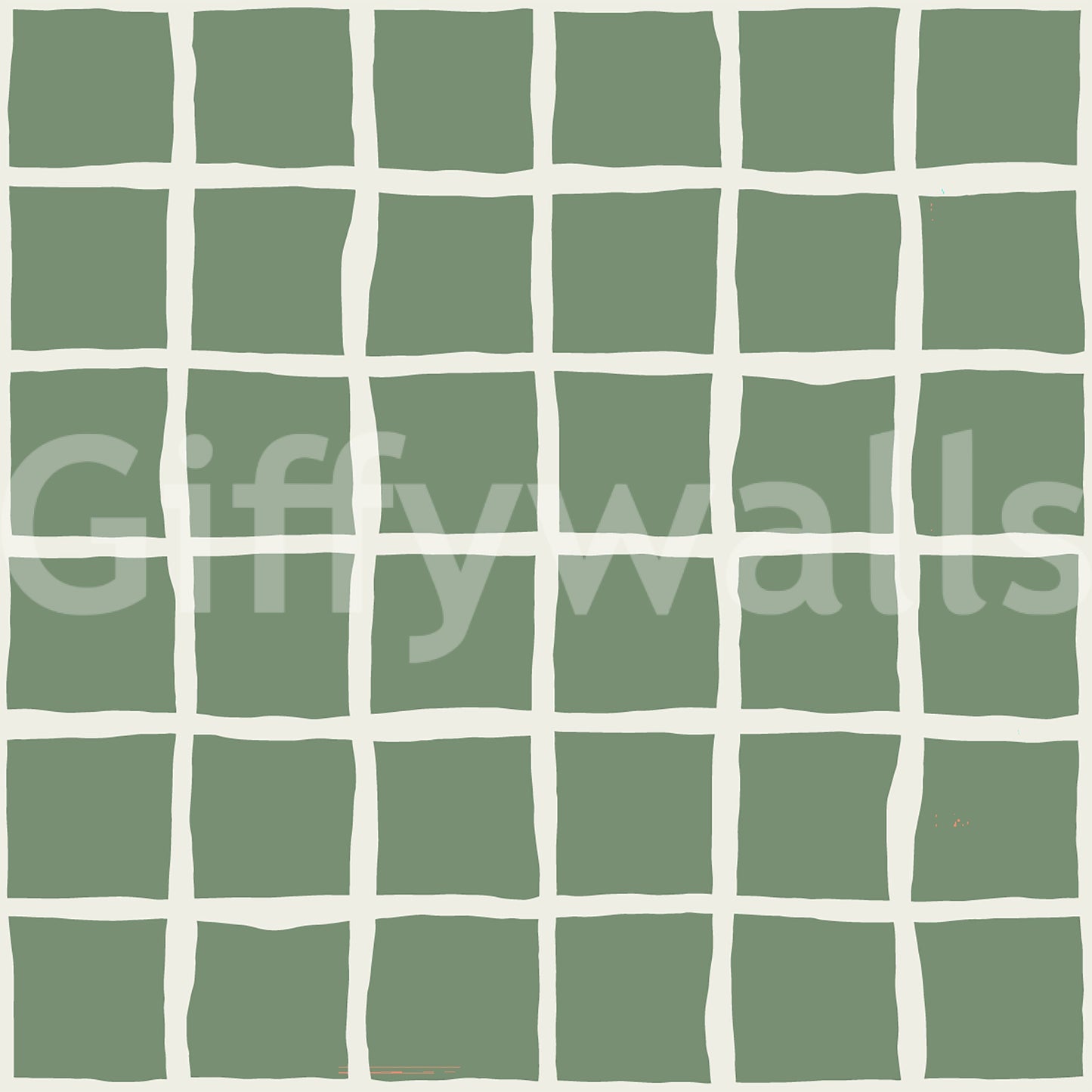 Vintage check pattern lends warmth without noise across the Wavy Grid Sage wallpaper.