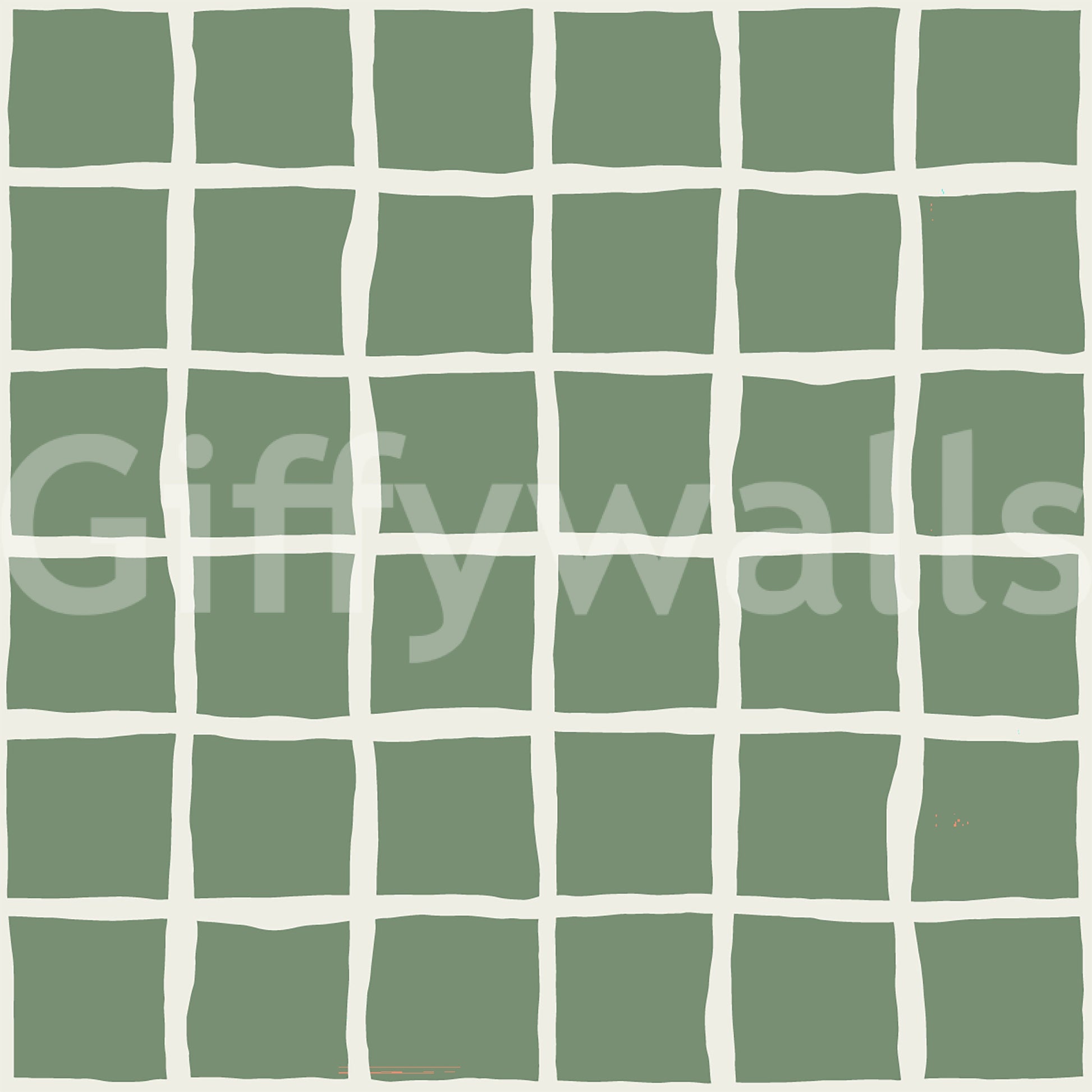 Vintage check pattern lends warmth without noise across the Wavy Grid Sage wallpaper.