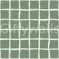 Vintage check pattern lends warmth without noise across the Wavy Grid Sage wallpaper.