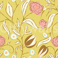 Smørgul Chintz Blomstret Tapet Vintage Botanisk Tapet⁠