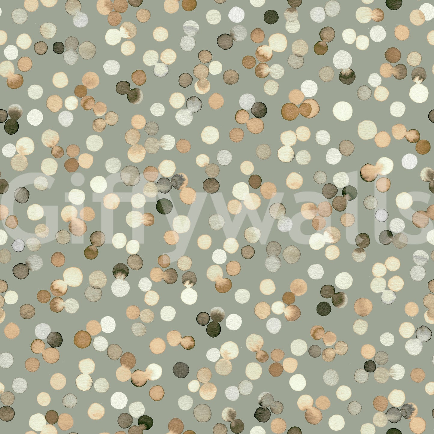 Sage and Sand Watercolor Polka Dots Wallpaper Wallpaper⁠