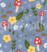 Whimsical Forest Mushroom & Wildflower Wallpaper Wallpaper⁠